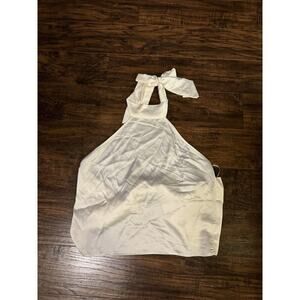 NEW Sincerely Jules White Satin Open Back Cropped Blouse Size M